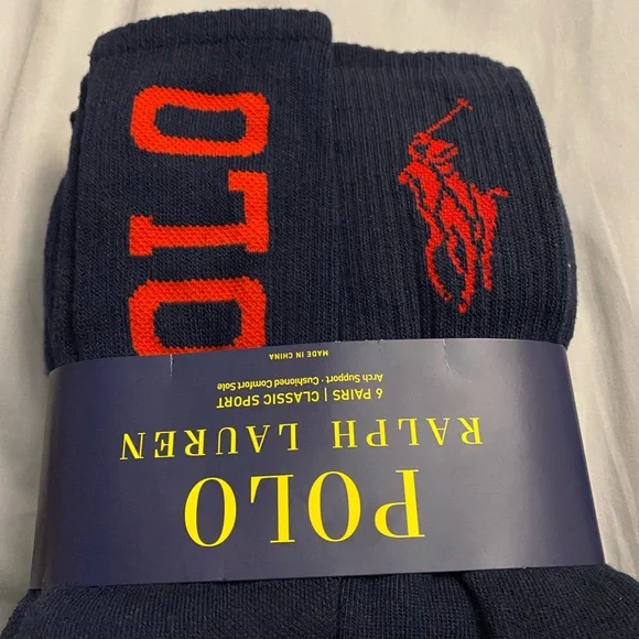 Polo Ralph Lauren Sport Socks - 6 pairs - Navy Blue - NEW - Picture 3 of 4